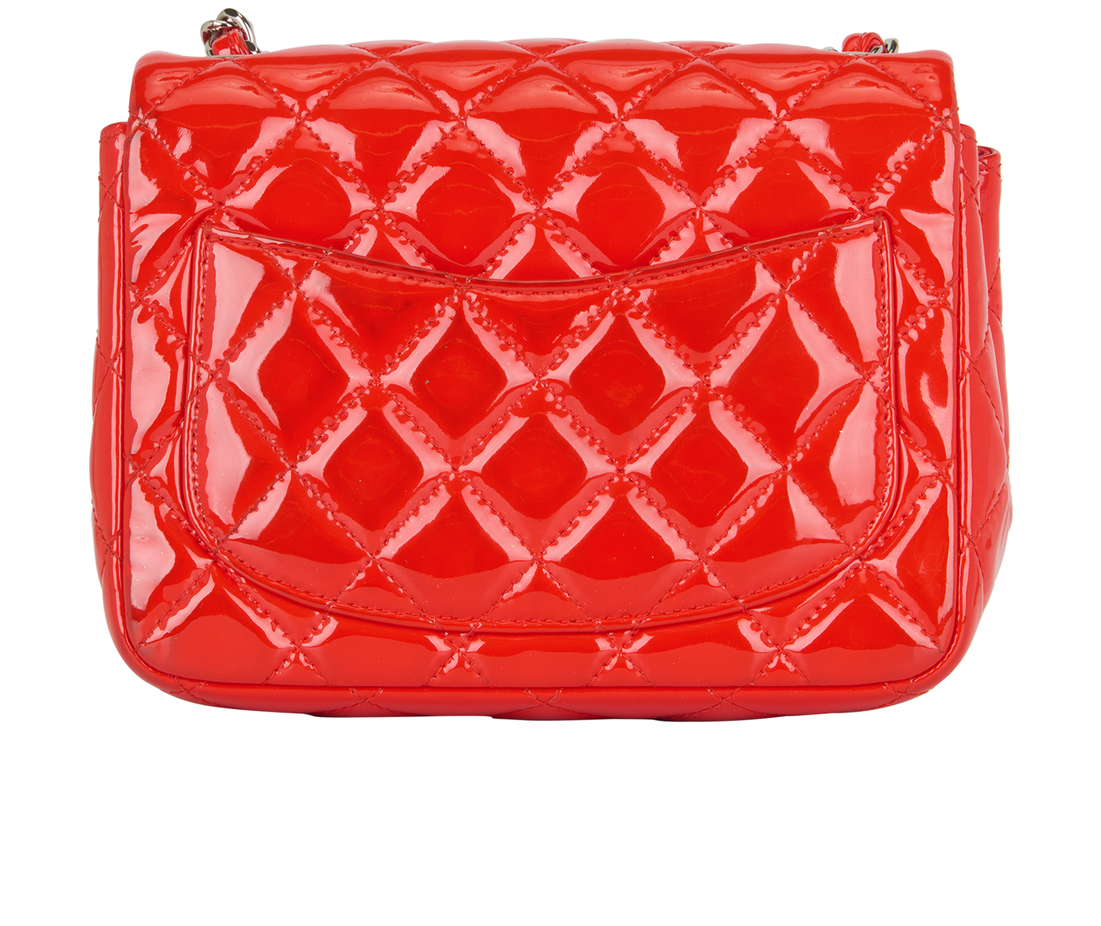Mini Square Classic Flap, &pound;3,100, Handbags, Red, Patent Leather, Back view